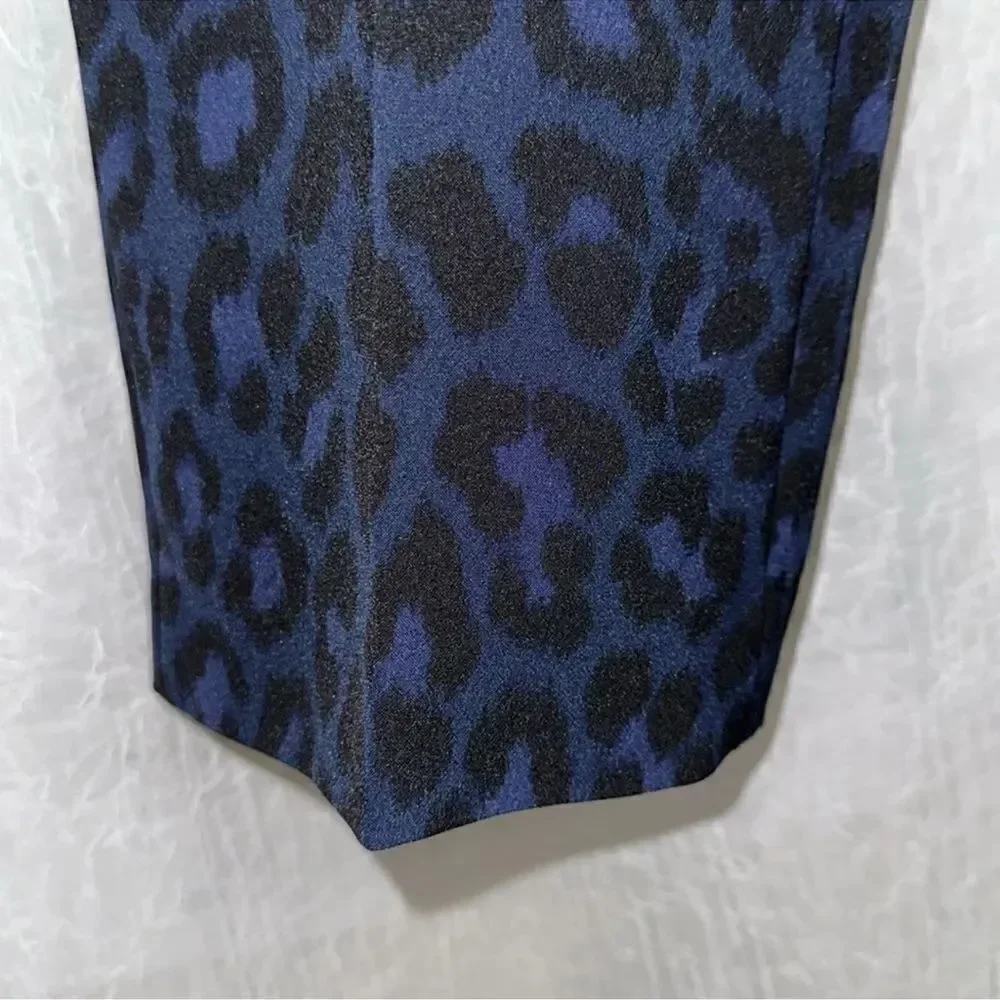 kate spade 16 Wild Ones Navy Blue Black Leopard Print Ankle Cropped Slacks